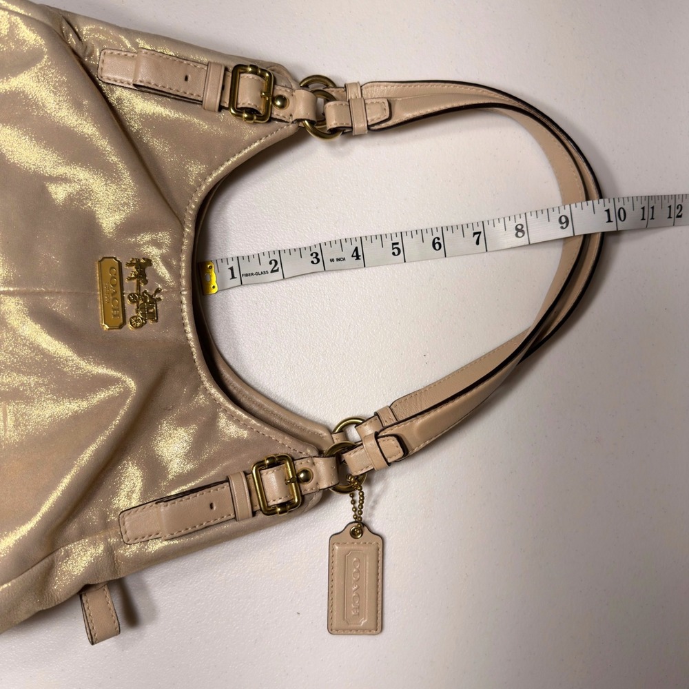 Coach Madison Metallic Leather Maggie Hobo Bag Champagne Gold 19700 Medium - Picture 14 of 16